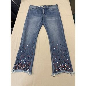 Pilcro And The Letterpress Anthropologie Slim Straight‎ Bedazzled Denim Jeans 30